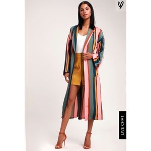 Lulu’s multistriped satin duster